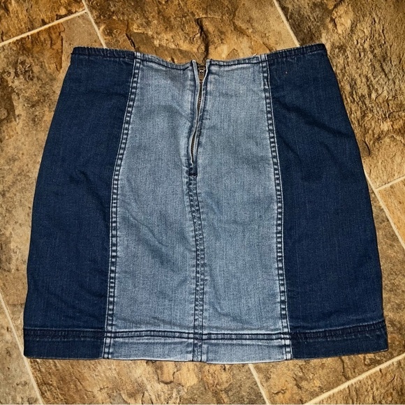 PacSun Blue Color Block Denim Mini Skirt Size 26 - Picture 4 of 5
